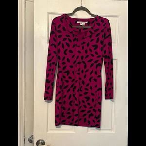 DIANE von FURSTENBERG REINA LITTLE LEAVES MEDIUM ORCHID DRESS